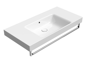 NUBES 100X50 - Rectangular ceramic washbasin with towel rail by GSI ceramica - view 2